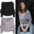 Wrap Sweaters Knitwear V-Neck Women Top Long-Sleeve Sexy Autumn Winter Solid-Color Fashion