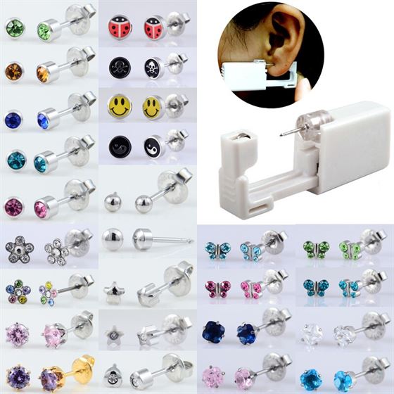 BOG-1Unit Sterlised Disposable Safety Ear Nose Piercing Device Machine Tools Ear Piercer Sterile Bezel Crystal Stud Body Jewelry
