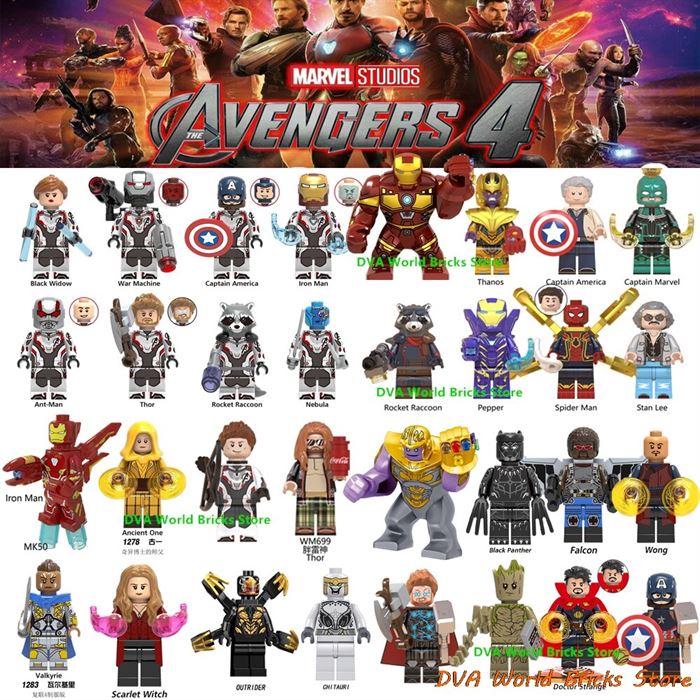 Bricks Toys Figures Building-Blocks Pepper Spiderman Hulk Thor Avengers Captain Marvel