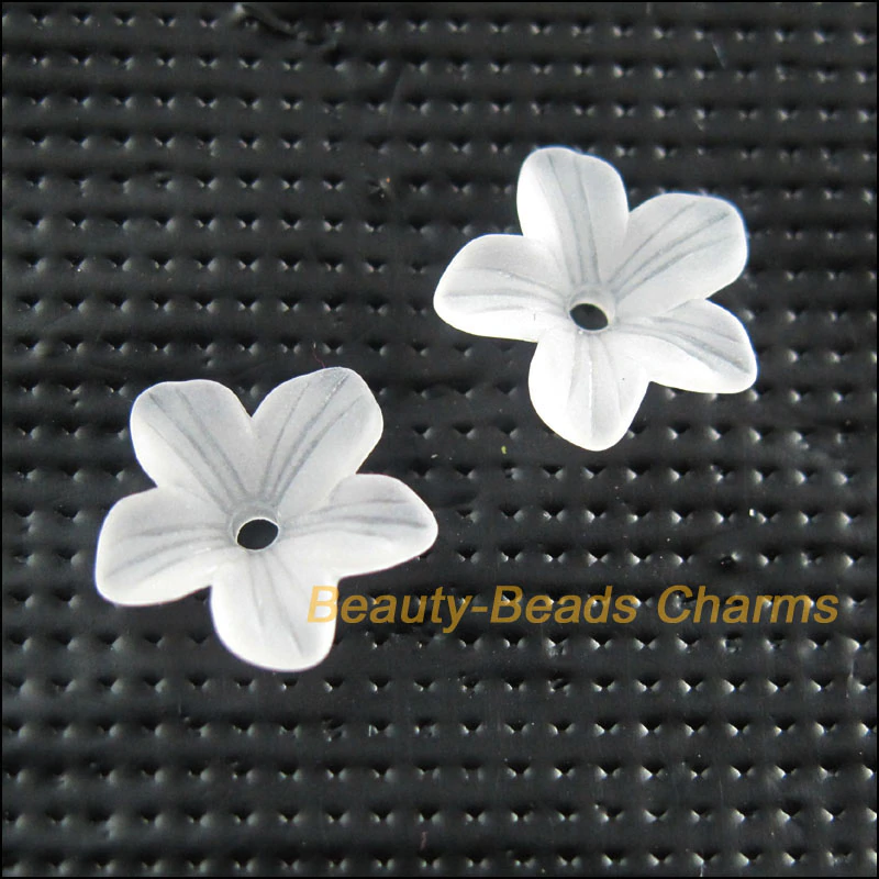 New 150Pcs White Plastic Acrylic Flower Star Spacer End Bead Caps Charms 11mm