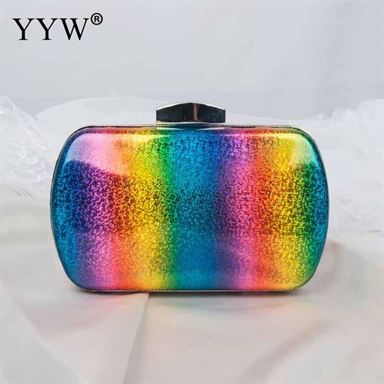 Elegant Bag Handbag Rainbow-Box Shoulder-Bags Jelly-Chain Purse Female Evening-Bag Wedding-Clutch