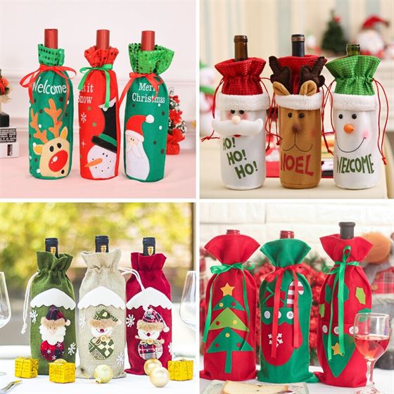Christmas Wine Bottle Cover Christmas Decorations for Home Santa Claus Stocking Gift Holders Xmas New Year 2019 Decor