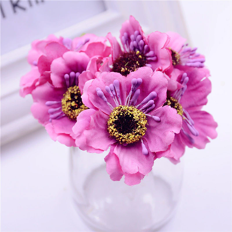 Wreath Craft Scrapbook Artificial-Poppy-Bouquet Fake-Flower Wedding-Decoration Silk Cherry