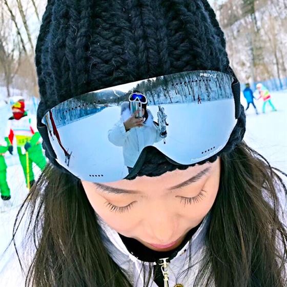 Snowboard Glasses Ski Goggles Winter Women Windproof Ski-Eyewear Anti-Fog UV400 HD