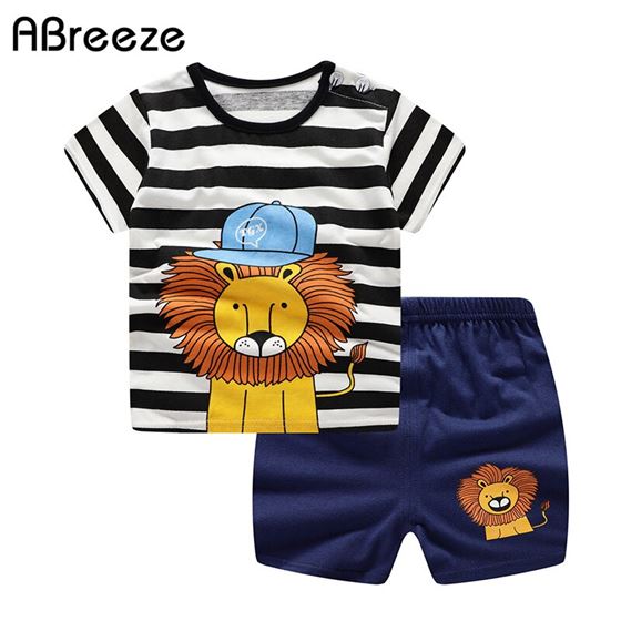 Summer Baby Lion-Print Newborn Girls Boys Cotton Child for 2PCS 2PCS