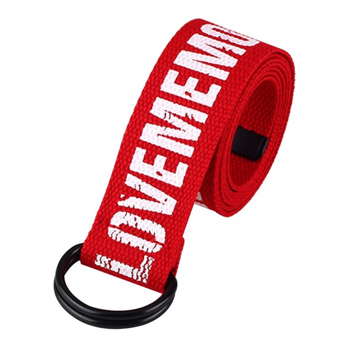 Waist-Belt Jeans D-Ring Letter Canvas Double-Buckle Cool Printed Casual Fashion Women