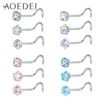 AOEDEJ Piercing Jewelry Nose-Rings Nostril Stainless-Steel Star 3pieces 20G Nariz CZ