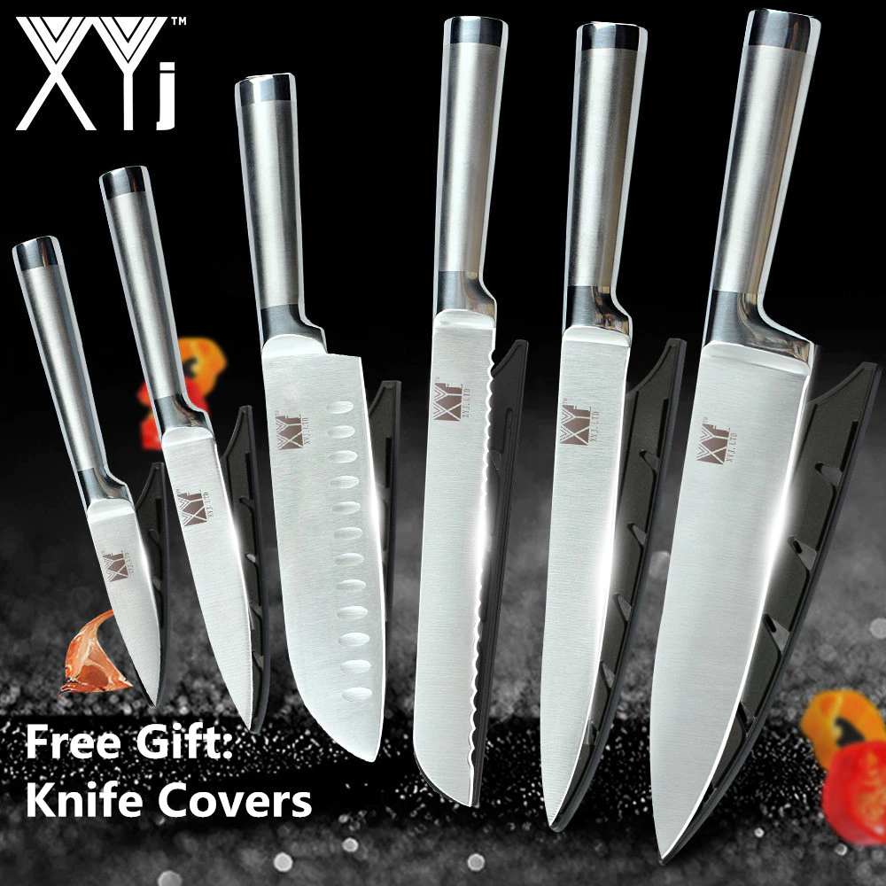 Xyj Accessories Knives-Set Fruit Chef Stainless-Steel Japanese Utility Kitchen Santoku