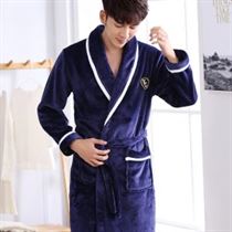 Nightgown Male Bathrobe Sleepwear Kimono Long-Robe Flannel Winter Plus-Size Casual Thick