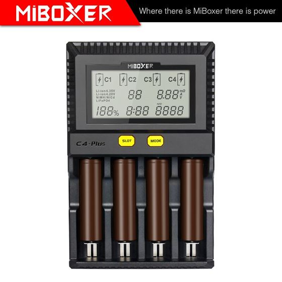 MiBoxer C4-Plus Battery Charger Double AA Max 2.5A/Slot Super Fast 18650 Charger