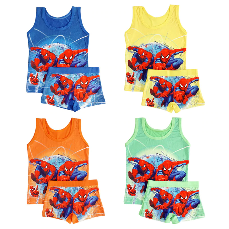 Kids Clothing T-Shirt Panties Boxers Spiderman Marvel Children Summer Cartoon Sleeveless