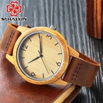 SIHAIXIN Bamboo Wooden Watch Male Top Brand Luxury for Men and Women Leather Strap Relogio