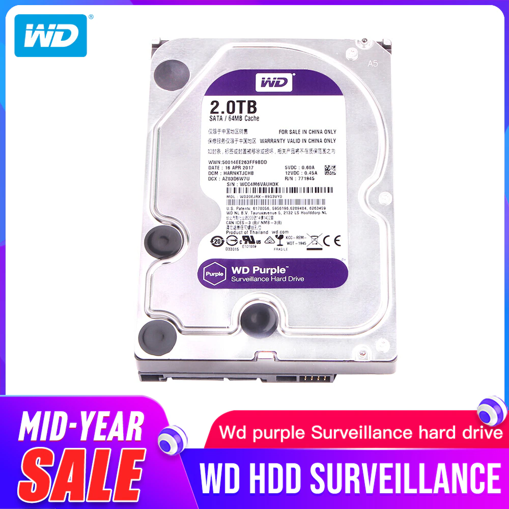 DVR NVR Camera Hard-Drive 6TB Surveillance-Hdd 8TB 12TB 10TB Western Digital SATA Wd Purple