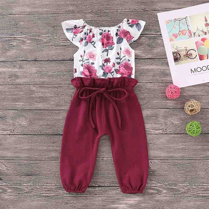 Outfits Newborn Baby-Girls Romper Jumpsuit Oddler Floral-Print Infant Kids Top Patchwork