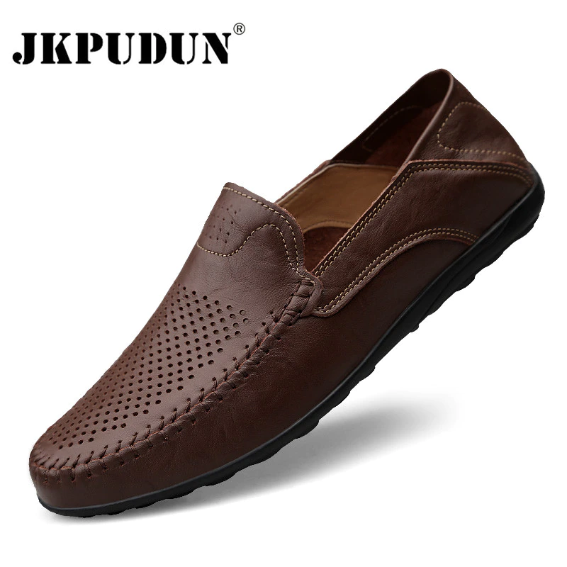 Mens Loafers Moccasins Driving-Shoes Casual-Shoes Slip On Black Breathable Plus-Size