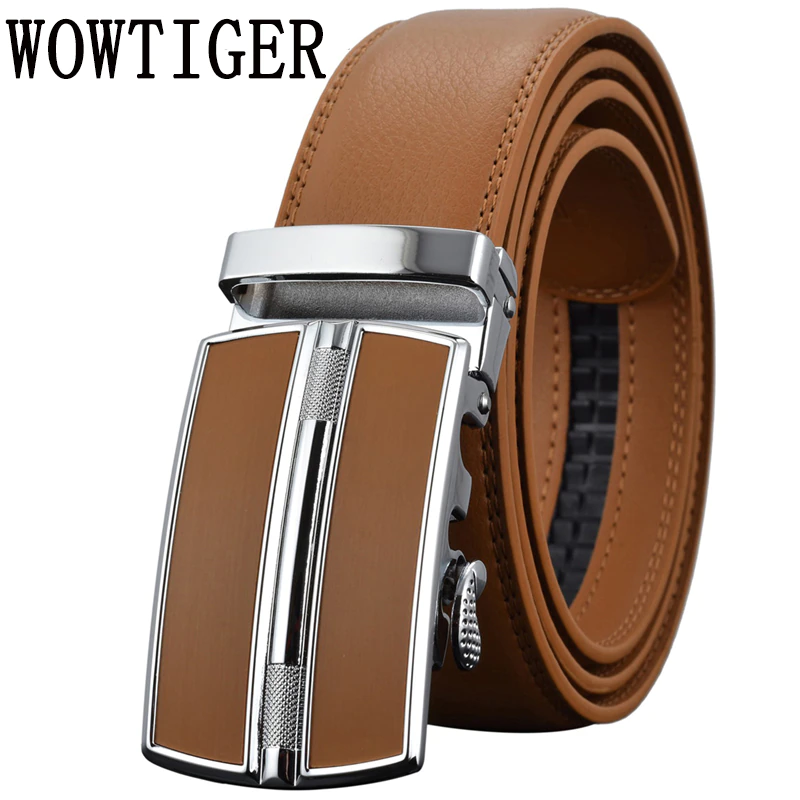 Men's Belts Strap Automatic Buckle Brown Black High-Quality Luxury Brand for Genune