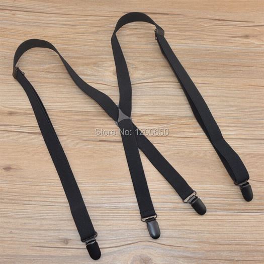 Black Suspender Braces Pants Fashion Solid Unisex for 100cm Adjustable 4-Clip Male Men
