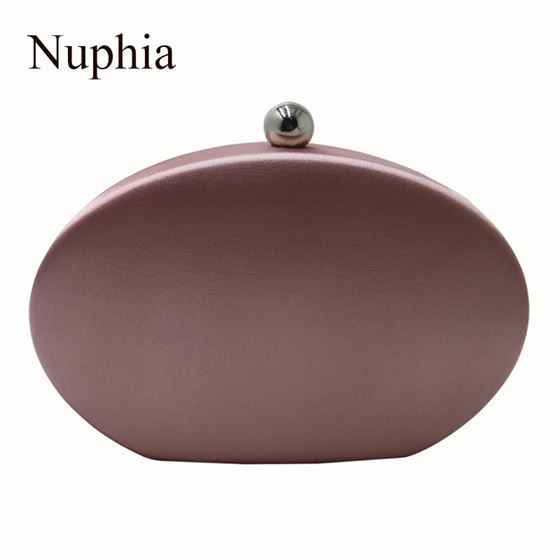Nuphia Clutch-Bags Satin Silk Oval Heart-Shape Party Evening Silver/purple Women 