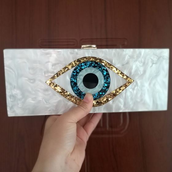 Purse Handbags Wallet Clutches Wedding-Box Messenger Evil-Eye Acrylic Two-Colors Brand Shoulder