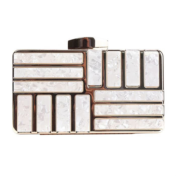 Women Handbag Chain Acrylic-Decoration Marble Crossbody Evening-Party-Clutch Pattern