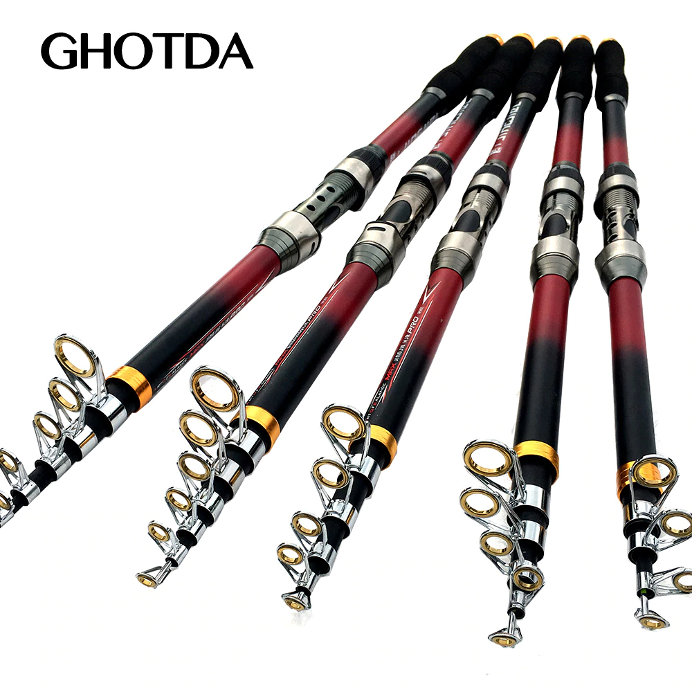 GHOTDA Super Hard Telescopic Fishing Rod 99% Carbon Fiber 2.1-3.6M for Sea Fishing