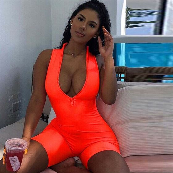 Jumpsuit Sexy Bandage Club-Wear High-Waist Summer Women Hot Deep-V-Neck