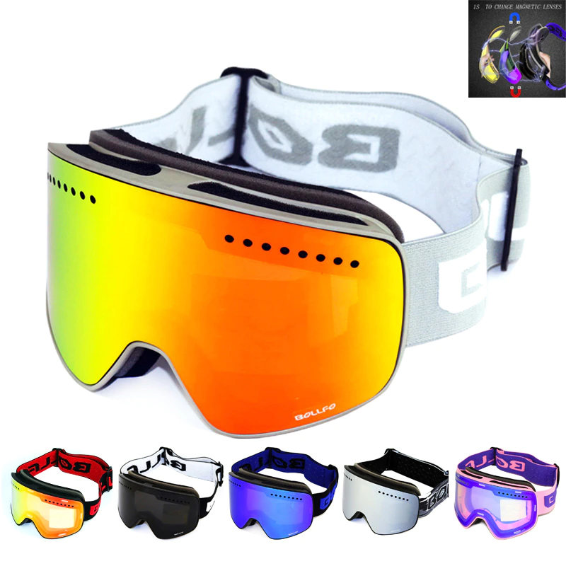 Ski-Goggles Case Eyewear Polarized-Lens Skiing Double-Layer Anti-Fog Magnetic UV400 Women