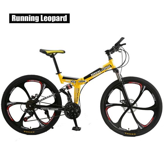 Bicycles BMX Bike 26-Inch Foldable Steel 21-Speed Racing Bicycmountain Running-Leopard
