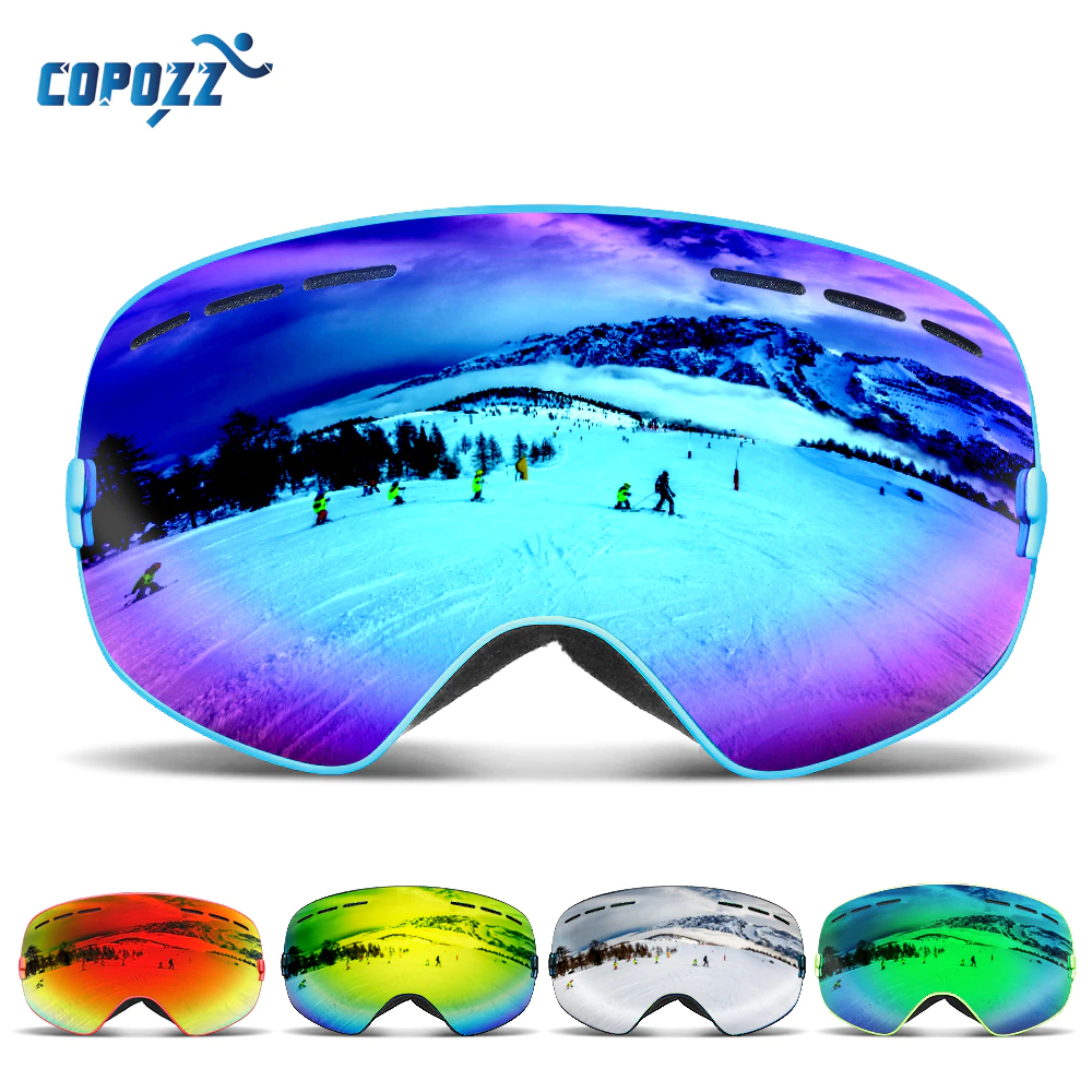 COPOZZ Snowboard Goggles Glasses Ski-Mask Protection Skiing Anti-Fog UV400 Brand Women
