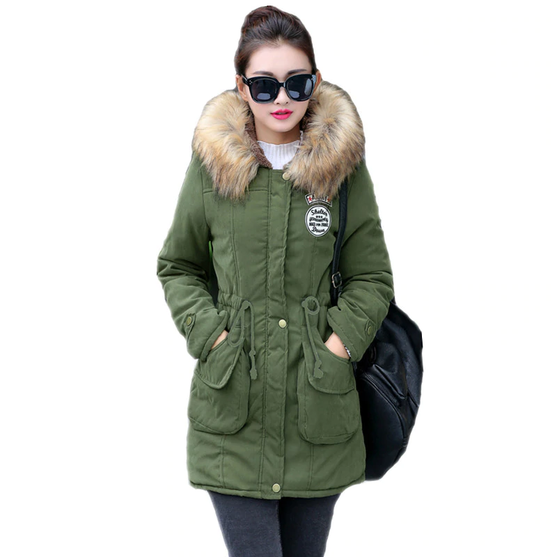 Jacket Coat Outwear Parkas Female Plus-Size Womens Cotton Thick New Long Fur Winter