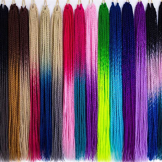 MERISIHAIR 30-Roots/Pack Synthetic Crochet Senegalese Blue Ombre Grey Pink 24inch 