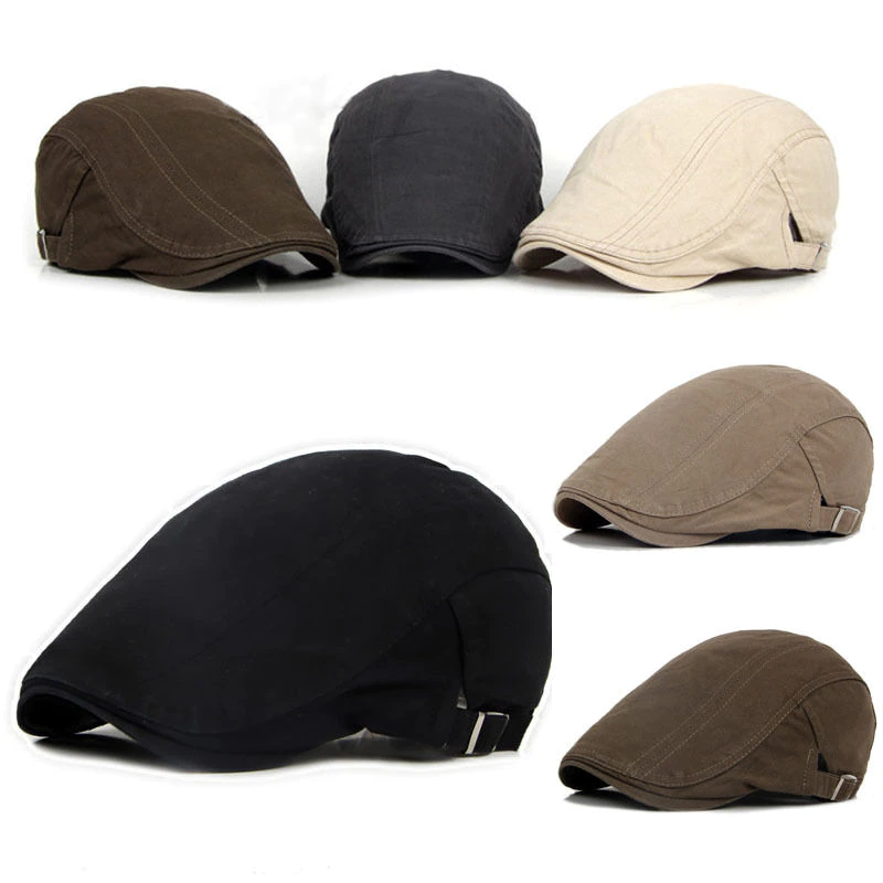 Hat Visors Berets-Cap Peaked Cotton Golf-Driving-Sun-Flat-Cap Men's Fashion New Casual