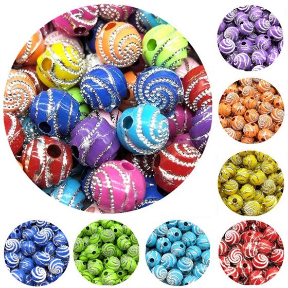 11-Color Acrylic-Beads Bracelet Necklace Diy-Accessories Gift Spiral-Pattern Round Cheap
