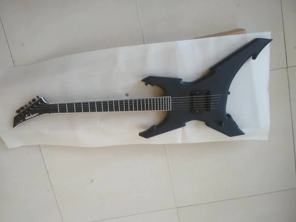 Electric-Guitar Handed Lefty Jackson Custom Black Single-Pickup Matte Strange-Shape