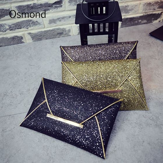Black Handbag Purses Envelope-Clutch Glitter-Bag Evening-Bag-Pouch Sequins Osmond Gold