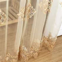 Curtains Window Drapes Sheer Voile Door Tulle Cortina Gold Embroidered Living-Room Luxury