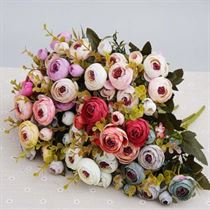 Tea-Roses Bride Bouquet Artificial-Flowers Fake-Plants Silk Christmas Wedding New-Year-Decoration