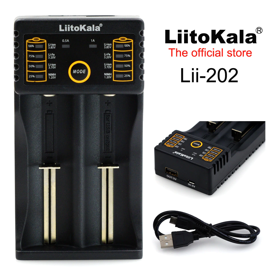 Liitokala Charger Battery Lii-100 18650 16340 26650 Lithium-Ion Aa/aaa