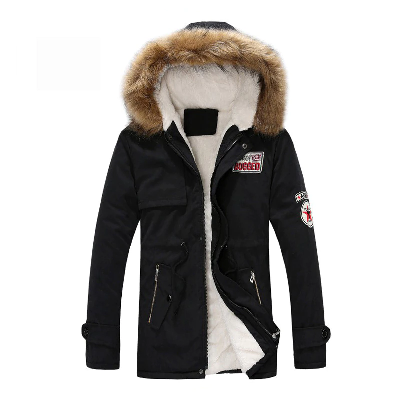 Warm Coat Outwear Veste Clothing Hooded Winter Jacket Parka Men Thicken Slim Casual Fur