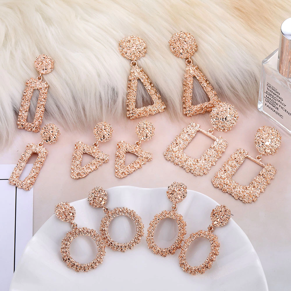 AILEND Hanging-Earrings Models Jewelry Christmas-Gift Geometric Rose-Gold Female Metal