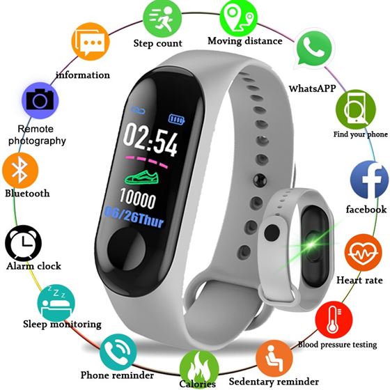 Pedometer Bracelet Monitor Wristband Smart-Watch Blood-Pressure-Heart-Rate Android Sport