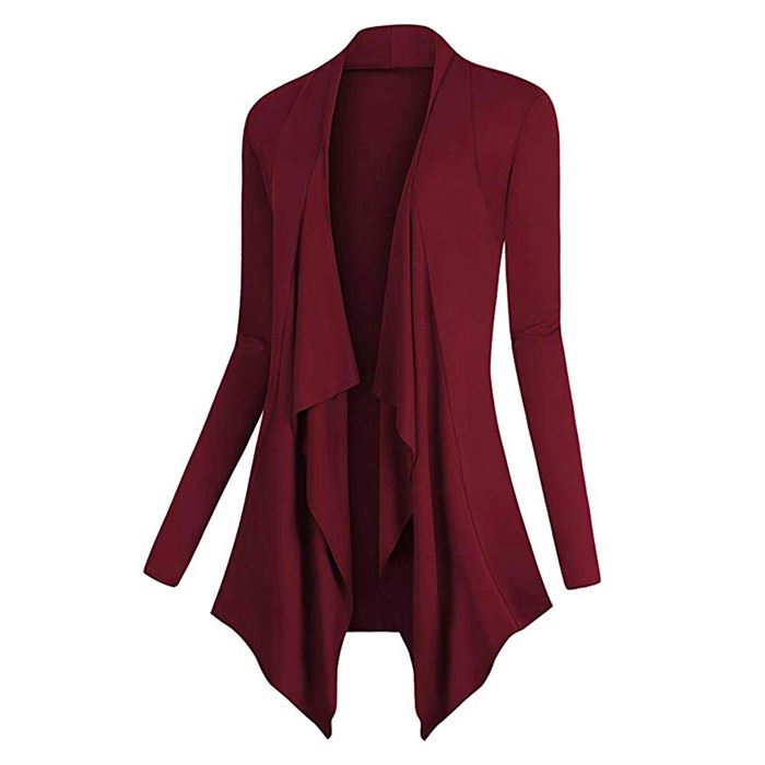 Casual Cardigan Coat Tops Winter Clothes Irregular Front-Open Solid-Drape Thin