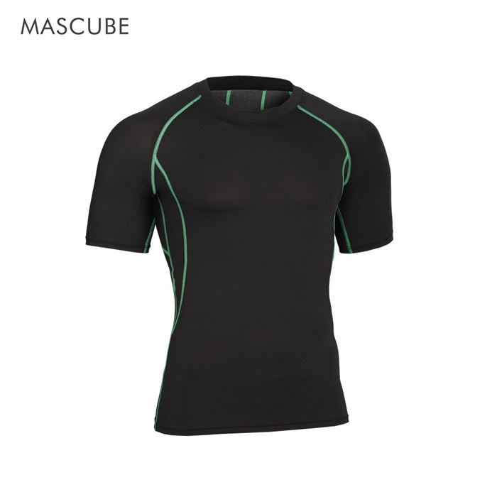 Top T-Shirt Men MASCUBE Tees Short-Sleeve Compression-Tights Fitness Quick-Drying Elasticity