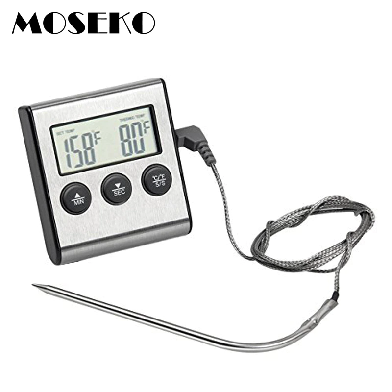 MOSEKO Oven-Thermometer Timer Cooking-Tools Bbq-Probe Water-Milk-Temperature Digital