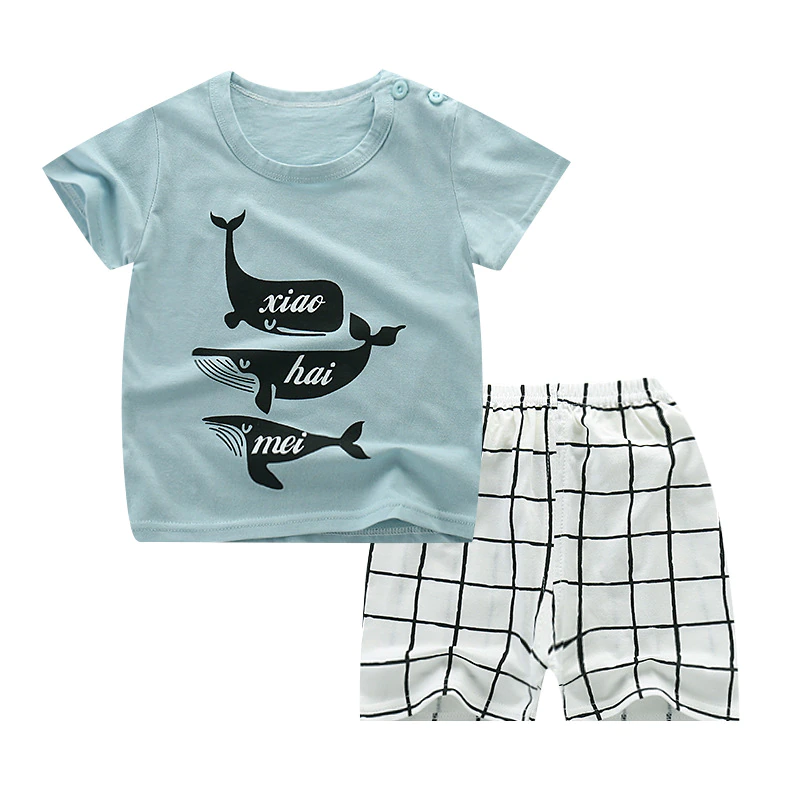 T-Shirt Suits Clothing-Sets Toddler-Sets Baby-Boys Pants Fish-Style Casual