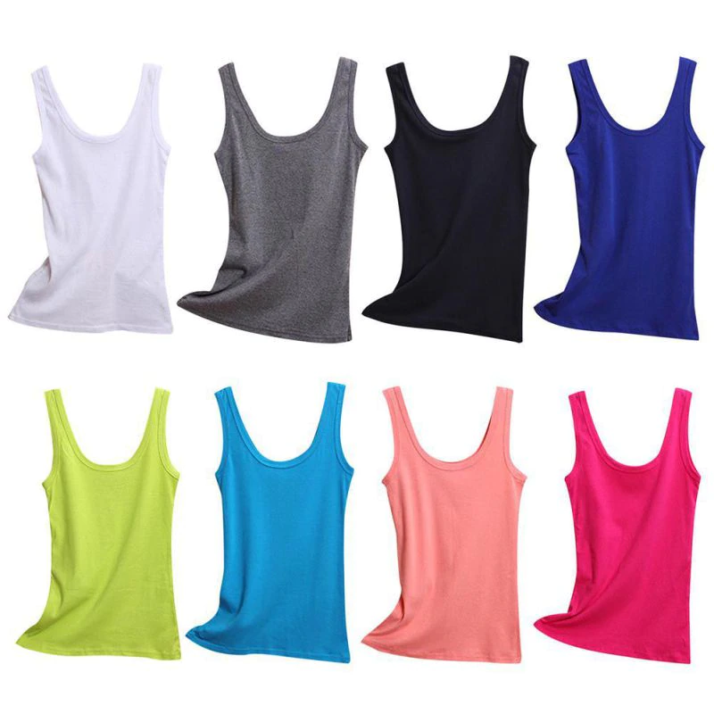 Thin Vest Tank-Tops Singlets Camisole T-Shirt Round-Neck Loose Cotton Summer Ladies Women Sleeveless