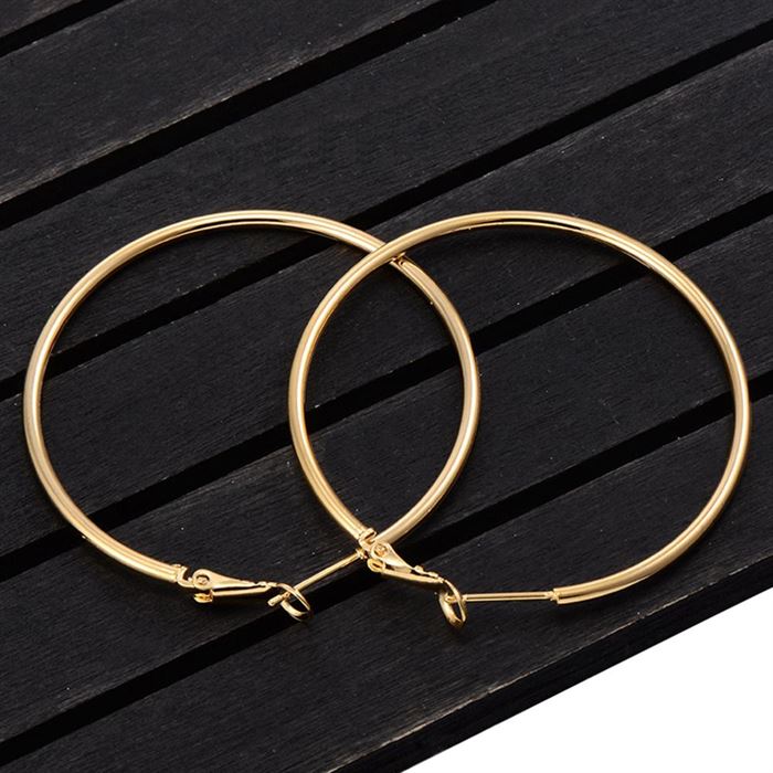 Hoop-Earrings Smooth-Circle Exaggerate Women Jewelry Brincos Round 40mm Party 60mm 80mm
