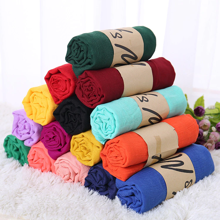 Female Scarf Monochrome Silk Candy Beautiful Cotton Linen Women Gift Colored New Solid