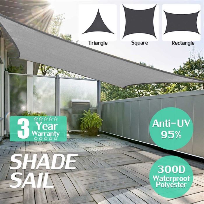 Net Awning Sail SUN-SHELTER Waterproof Outdoor 300D Black Polyester Rectangle Grey-Color