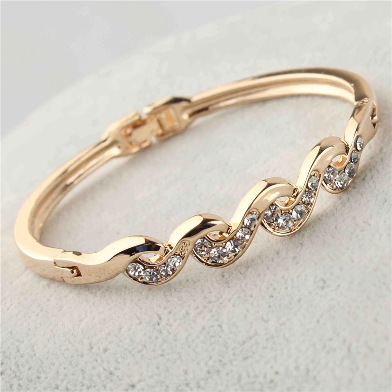 Crystal-Bracelets Bangles Jewelry Clear Gold-Color Fashion Women's/girl's Gift Austrian